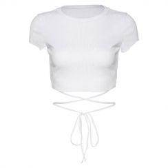 Sexy Basic Short Women Shirts Spring Summer Crop Top 5PCS