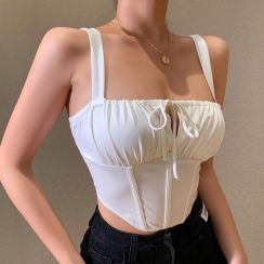 Lace Up Fishbone Vest Sexy Backless Slim Bow Camisole Top 5PCS
