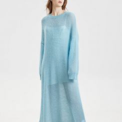 Women Sweater Dress Loose Mohair Knit Dress